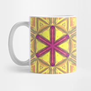 Mosaic Kaleidoscope Flower Yellow Pink and Purple Mug